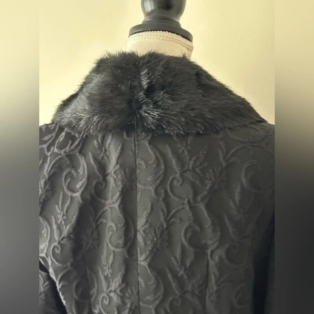 Jones New York Signature Blazer Jacquard Faux Fur Oversized Collar Mobwife - Picture 5 of 16